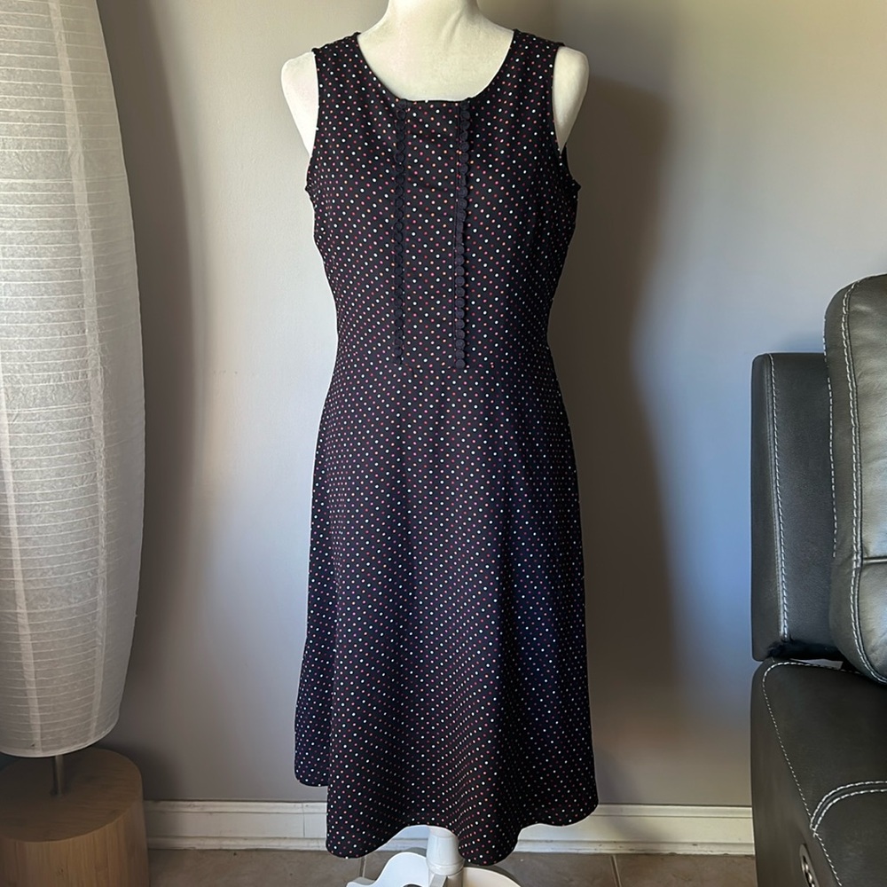 TALBOTS Women’s Navy Polka Dot Dress